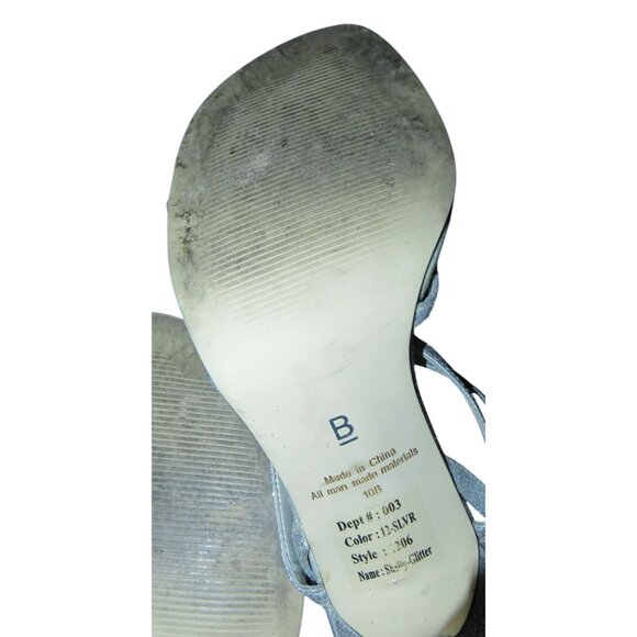 Bakers Shelly Glitter Strappy Metallic Silver Leather Heels size 10 - Picture 11 of 14